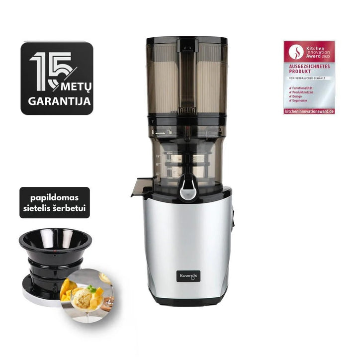 Lėtaeigė sulčiaspaudė AUTO8 su papildomu šerbeto sieteliu